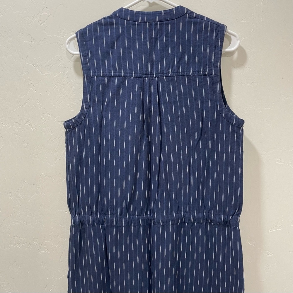 Faherty Saylor Midi Dress in Midnight Ikat Womens Medium Pockets Blue Sleeveless - Picture 14 of 15